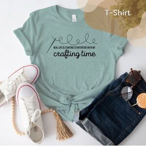 Soft Mint Green Crafting T-Shirt with Black Text